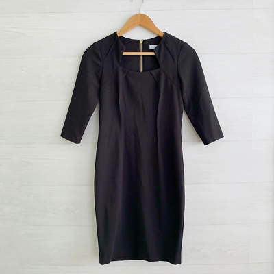 calvin klein cut out dress Calvin Klein Scuba Short Sheath Dress with Cutout Detail Black 2 at Amazon  Women's Clothing store