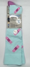Skinergy Turquoise w/ band aide print Compression Socks Fits Ladies Shoe Sz 4-10