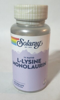 Solaray L-Lysine Monolaurin 60 VegCap Exp 01/28