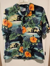 Vintage RJC Ltd. Hawaiian shirt Sz L hibiscus flowers Made In Hawaii USA