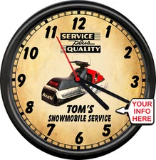 Your Name Snowmobile Sales Service Sport Alouette Racing Vintage Sign Wall Clock