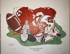 Vintage I. Lee Jackson Signed Print University Of Louisville Red Rage Football