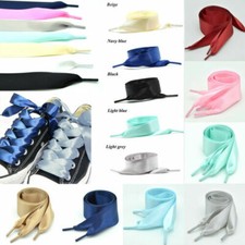 Flat Silk Shoe Laces Satin Silk Ribbon Sneaker Shoe Strings 2/4cm Wide Shoelaces