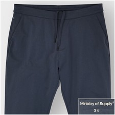 Ministry Of Supply Kinetic Jogger Pants Mens Size 34 Blue Primeflex Drawstring