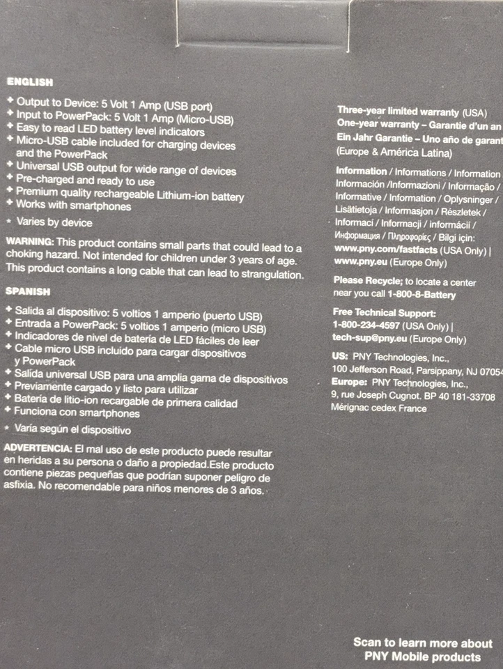 PNY PowerPack T2200 Batería Recargable Universal USB Púrpura, Nueva Foto 2 de 2