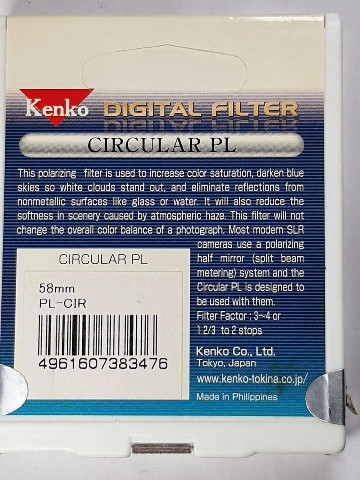 58mm Circular Cir Polarizing Polarizer Lens Filter C-PL CPL Polarizing Kenko E58 - Image 4 of 4