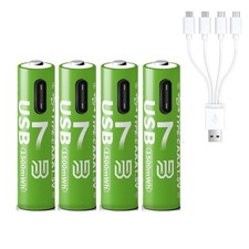 USB Rechargeable AAA Lithium Batteries 1500mWh 4 Pack Fast Charge 1000+ Cycles 2.51 per battery