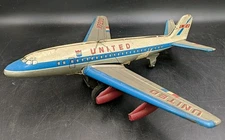 United Airlines N720U Tin Litho Friction Model Plane Japan 12"X 11"X 3" Airplane