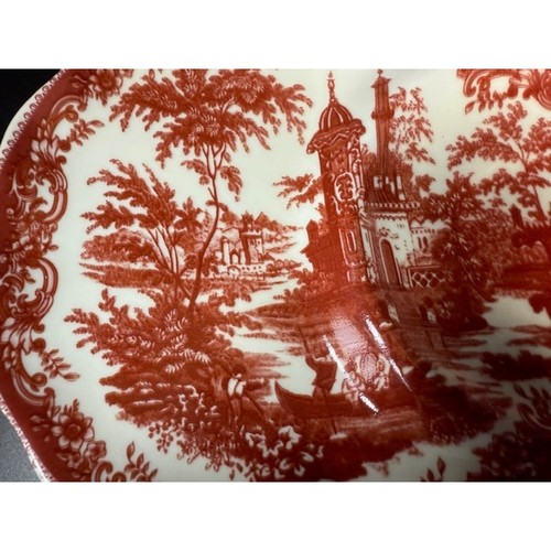 8 pc Burton & Burton Red Toile Snack Set Tray & Cup Lion Mark - Picture 5 of 8