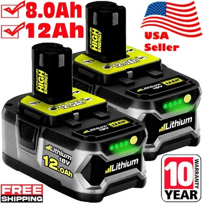 PACK 12.0AH 8.0AH For Ryobi One Plus P108 18V Lithium-ion High Capacity Battery