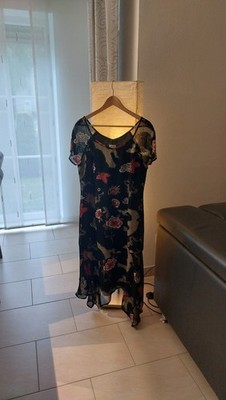 Umlauf&Klein Schwarz DamenMidikleid m.Muster Gefuttert Gr.42 TopZustand Wie Neu