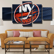 NHL Hockey New York Islanders Sports Team Logo 5 Piece Panel Canvas Wall Art