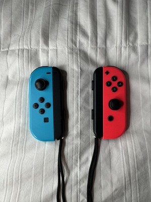 Genuine OEM Nintendo Switch Joy-Con Pair Neon Blue/Red + Straps No Drift