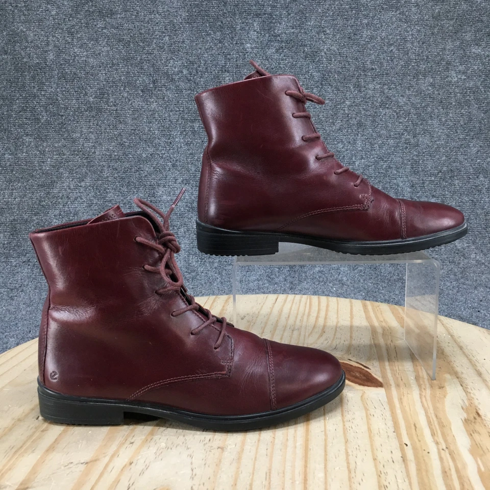 ECCO ботинки женщин 6-6,5 Touch 15 повседневный шнурует вверх лодыжки ботинок бордовая кожа - Изображение 2 из 4