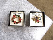 VTG Napier Christmas Wreath Brooch Pin Plus O...