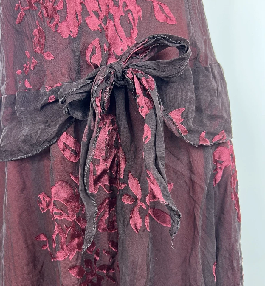 Vestido Y2K Vintage Talla 16 Terciopelo Seda Burnout Asimétrico Capricho Hada Grunge Foto 4 de 4