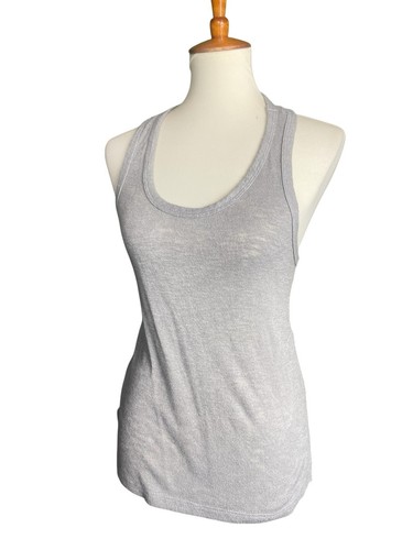 Comune Melrose Gray Tank Top Women Size Small Racer Back Semi Sheer Minimalist - Picture 2 of 12