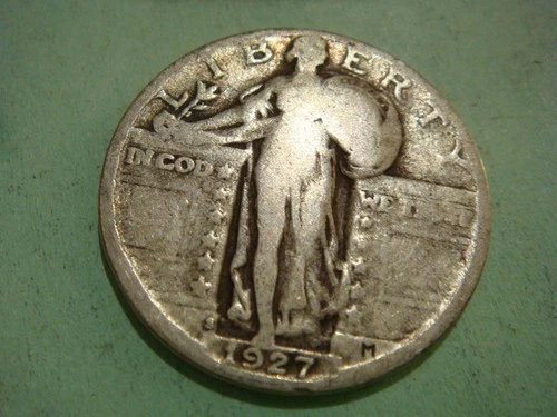 1927 S Standing Liberty Quarter album filler, actual coin in photo
