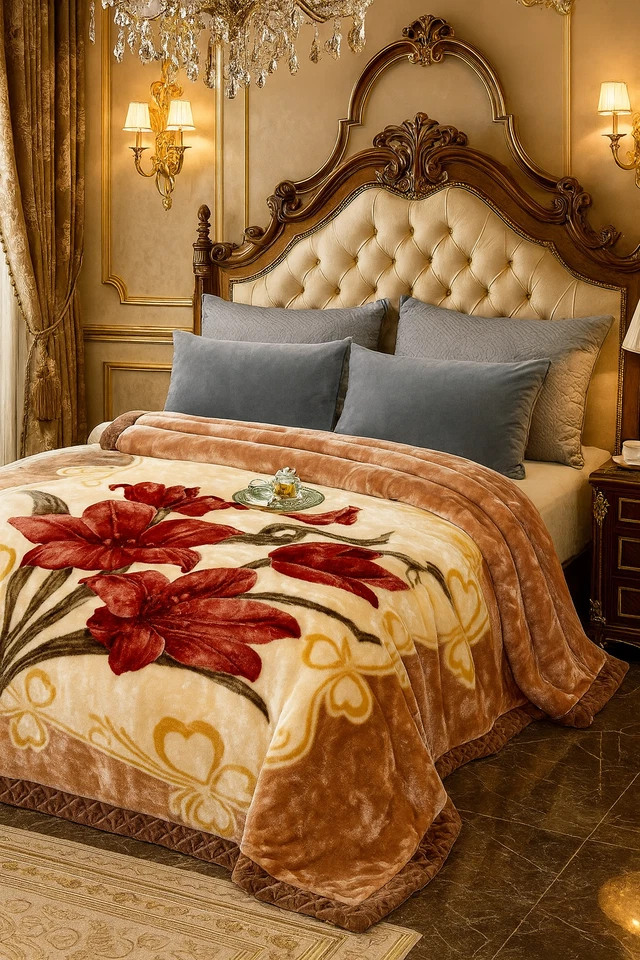 Korean Mink Fleece Organic King Blanket, 2 Ply Reversible Silky Soft Plush Warm - Image 3 of 4