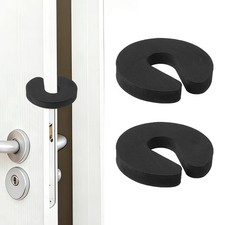 2 Pcs Door Stoppers, EVA Finger Pinch Guard Anti Door Slam Stopper, Black