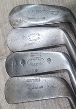 4 Antique Vintage 1900-1910 Smooth Face Hickory Wood Shaft Golf Club Putters