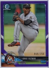 2018 Bowman Chrome Draft Purple Refractor #BDC-66 Jorge Guzman #'d 069/250