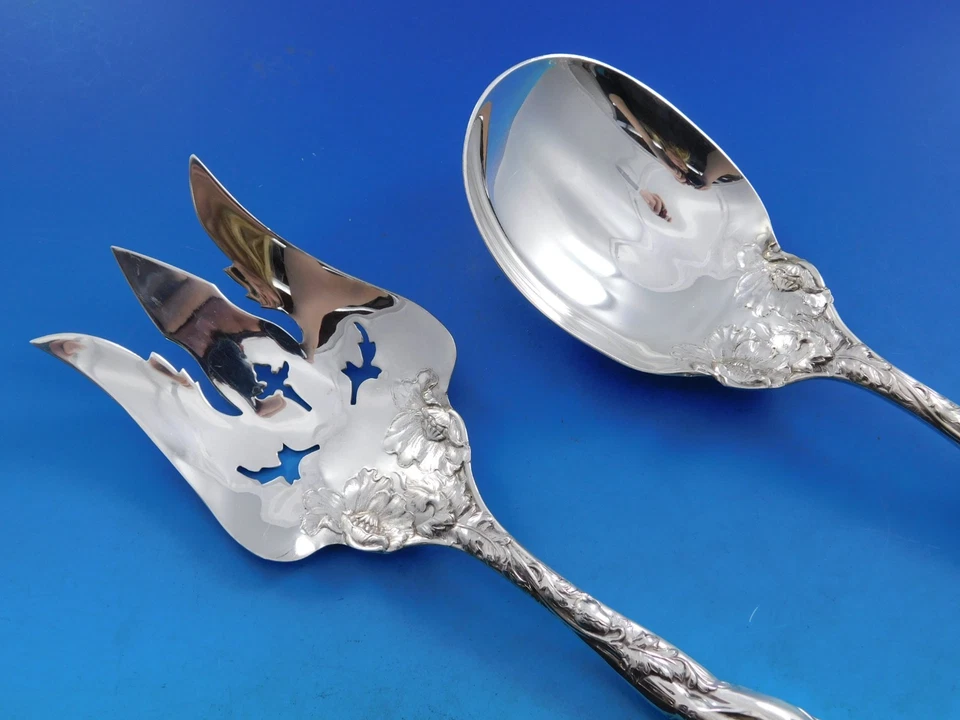 Juego de servir ensalada Love Disarmed by Reed & Barton Sterling perforada 3 piezas 10 1/2" Foto 2 de 4