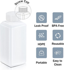 8oz/250ml Leak Proof Plastic Bottles with Caps for Liquids Sample, Reusable S...