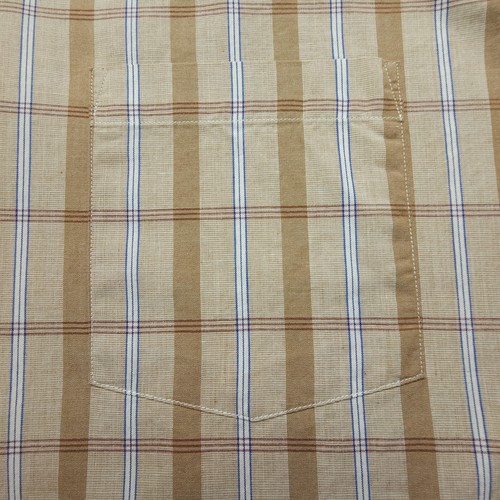 VTG Gant Mens Shift Large Brown Blue Plaid Purebred Broadcloth 80s Casual Office - Picture 2 of 19