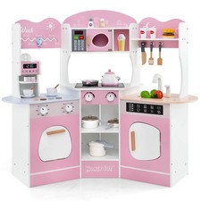 Corner Kitchen Playset w/ Coffee Machine Oven Microwave Washing Machine