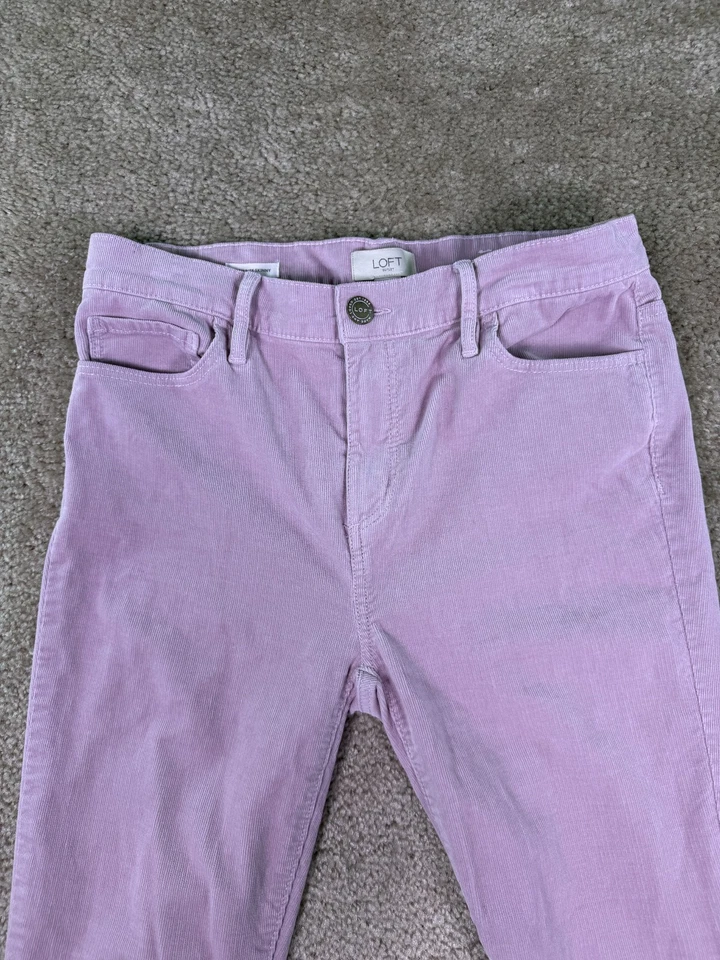 Pantalones de pana LOFT Outlet talla 4 ajustados elásticos tiro alto rosa 30x28 E810 Foto 2 de 4