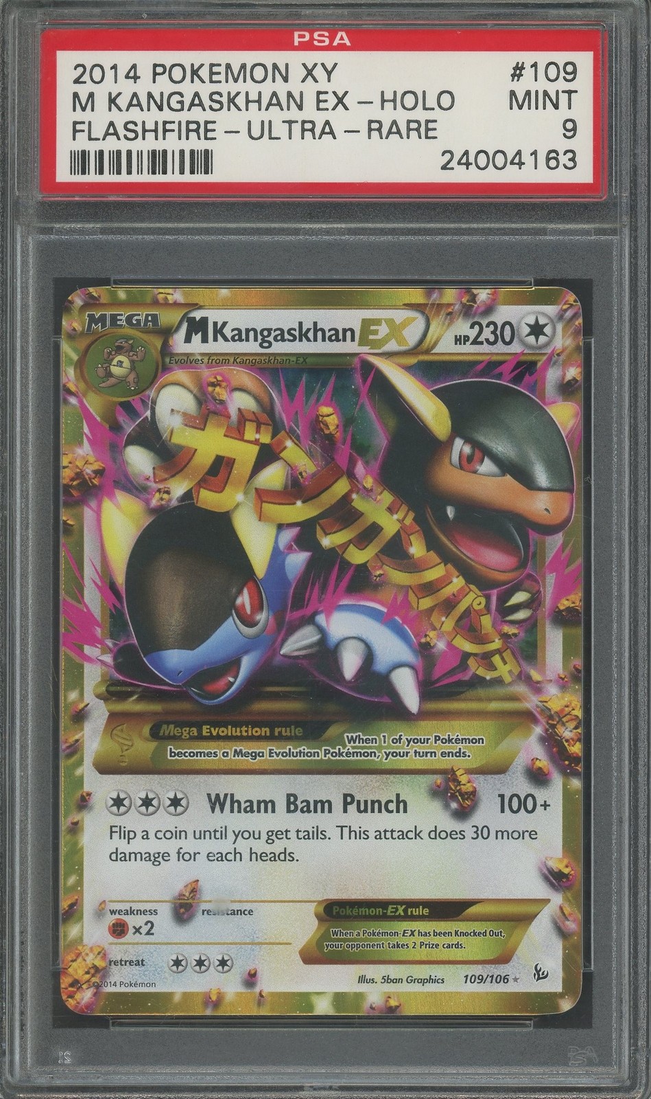 M KANGASKHAN EX Flashfire Holo Ultra Rare #109 PSA 9 Pokemon