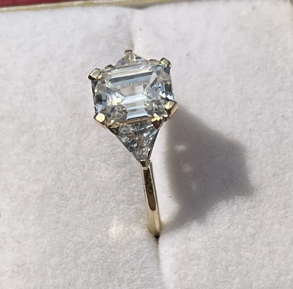 Anillo vintage de oro de 14 quilates Diamonique circonita cúbica 3,1 gramos! Talla 7,75. Precioso y grande! Foto 2 de 4