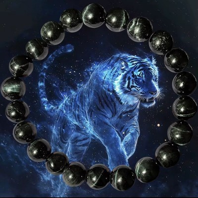 100% Graue Tigerauge 8mm Naturstein Armband Chakra Balance & Focus Booster