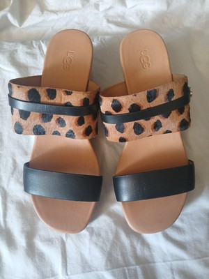 UGG Womens Ebele Leopard Wedge Sandals Size 7.5