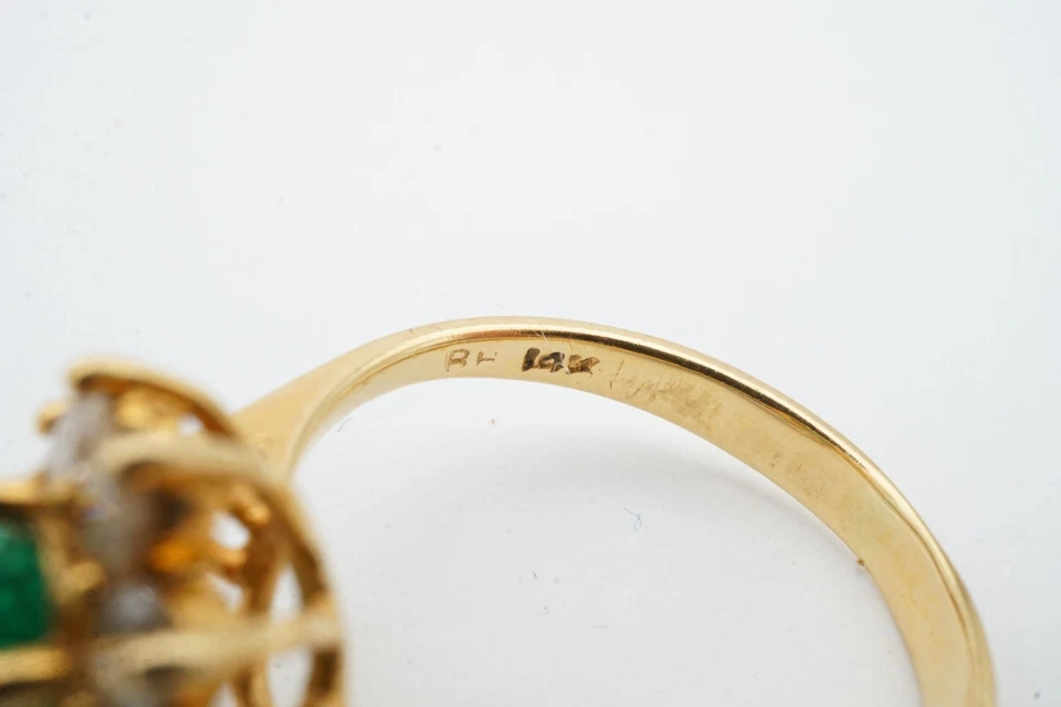 Anillo Effy BH Oro Amarillo 14k Diamante Esmeralda Talla 5.5 Foto 4 de 4