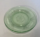Federal Glass Georgian Lovebirds Uranium Green Depression Glass 6" Dessert Plate