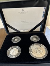 2024 Britain Reverse Frosted Proof Silver Britannia 4 Coin Set w/Box & COA #270