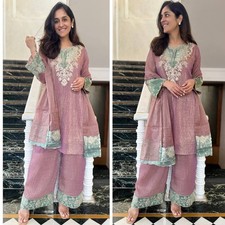 Stunning Look Pink Crunchy Silk Kurta Palazzo With Dupatta For Women