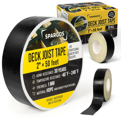 Deck Joist Tape for Decking, 2 Inch X 50 Feet Roll, 8-Pack   Self-Adhesive Butyl