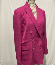 Zara Womens Small Hot Pink Double Breasted Blazer Longline Oversized
