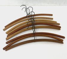 Vintage Wood Hanger Lot x 10 curved wooden closet suit jacket clothing organizer