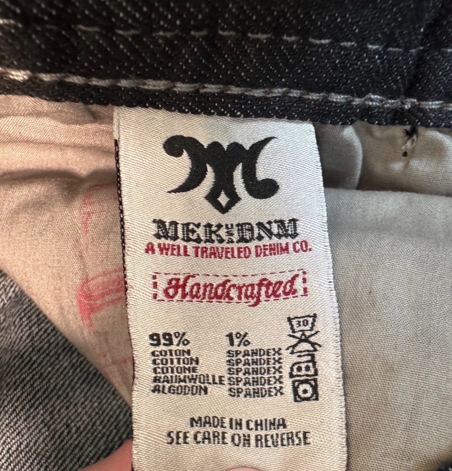 Jeans jeans Mek DNM masculino 32x33 preto vintage algodão/elastano anos 90 casual escritório - Imagem 3 de 4