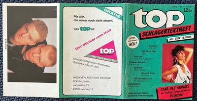 top Schlagertextheft Nr. 12/87, mit Autogrammkarte ''Erasure''