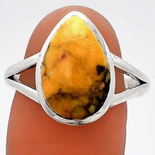 Natural Honey Dendritic Opal 925 Sterling Silver Ring s.9.5 Jewelry R-1005