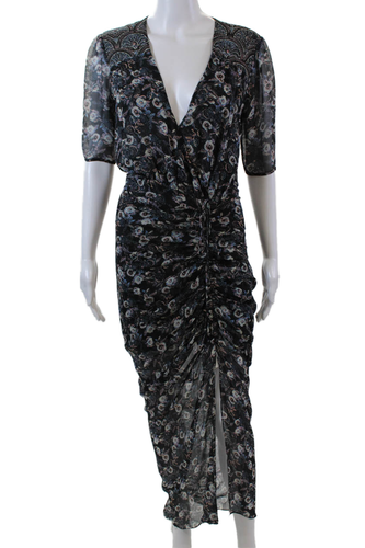 Veronica Beard Womens Silk Floral Print Maxi Dress Black Multi Colored ...