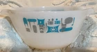 Vntg Anchor Hocking~Fire King “Blue Heaven” Milk Glass Mixing Bowl, MCM Atomic
