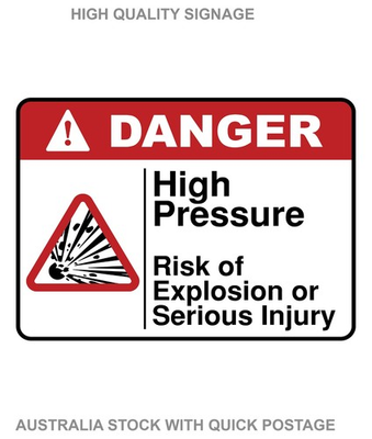 #ad #ad High Pressure Risk of Explossion Warning Sign Sticker HighQuality pick sizeA4 A5 AU $9.20