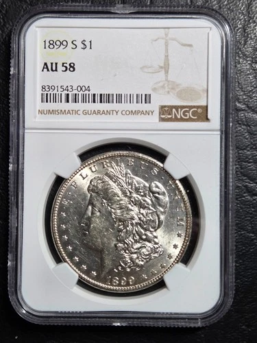 Rare 1899 S Morgan Silver Dollar NGC Graded AU 58