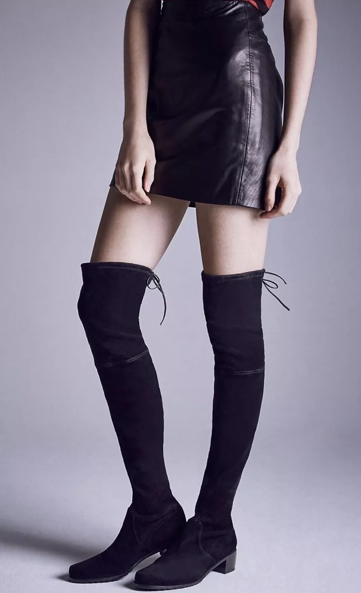 Stuart Weitzman Midland Black Over the Knee Stretch Thigh Lowland